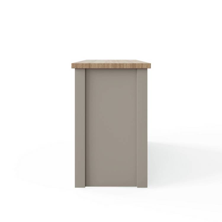 Lancaster grey shoe cabinet with oak-effect top, UK version