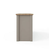 Lancaster grey shoe cabinet with oak-effect top, UK version