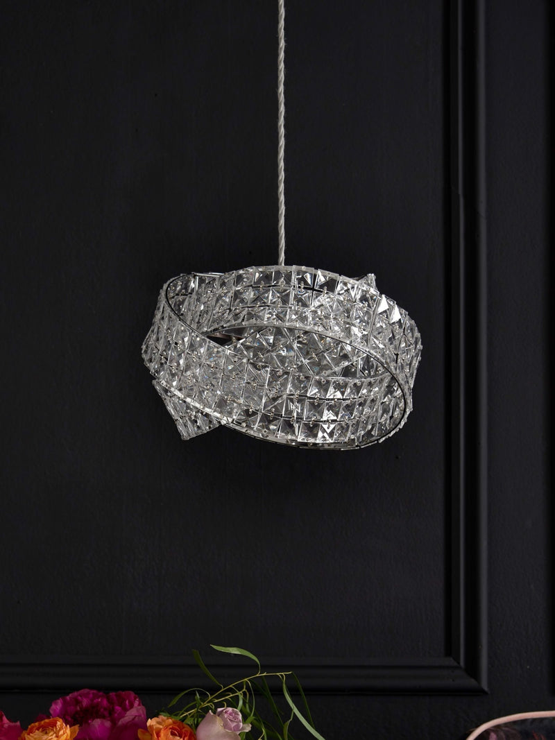 Clear Venetian easy fit lamp shade with acrylic beads - British product