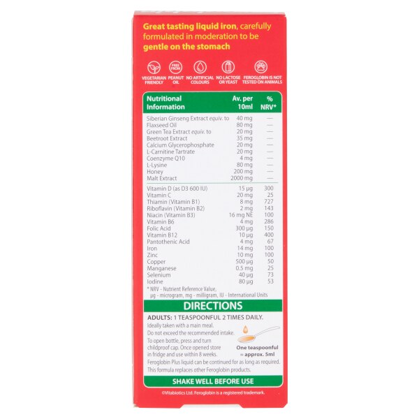Vitabiotics Feroglobin Plus Liquid 200ml GOODS Superdrug