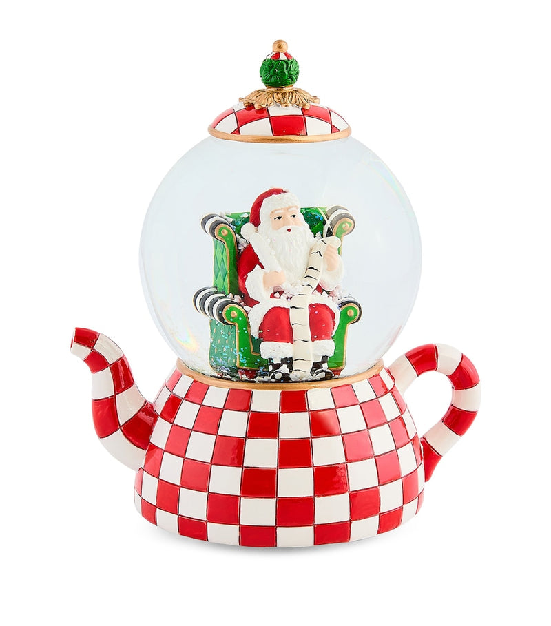 MacKenzie-Childs Check It Out teapot snowglobe 21cm, UK version