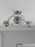 Ceiling light fitting Chrome Lana 3 light smoke glass shades, imported from the UK