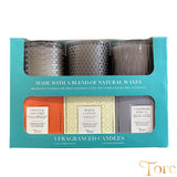 Torc fragranced textured glass candles 3 pack (British brand)