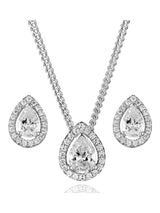 Next Beaverbrooks Silver Cubic Zirconia Pear-Shaped Pendant and Earrings Set- Buy online at McGrocer