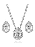 Beaverbrooks silver cubic zirconia pear-shaped pendant and earrings set - British product