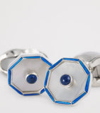 Deakin & Francis sterling silver hexagonal sapphire cufflinks, UK version
