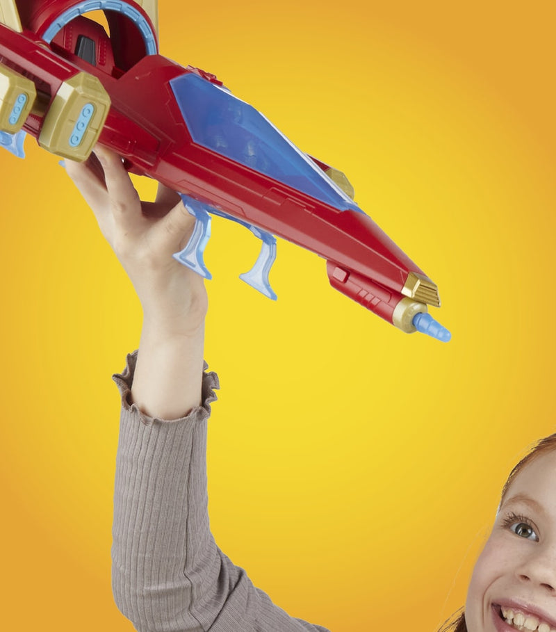 Marvel Iron Man repulsor blast battle jet with included figure, imported from the UK
