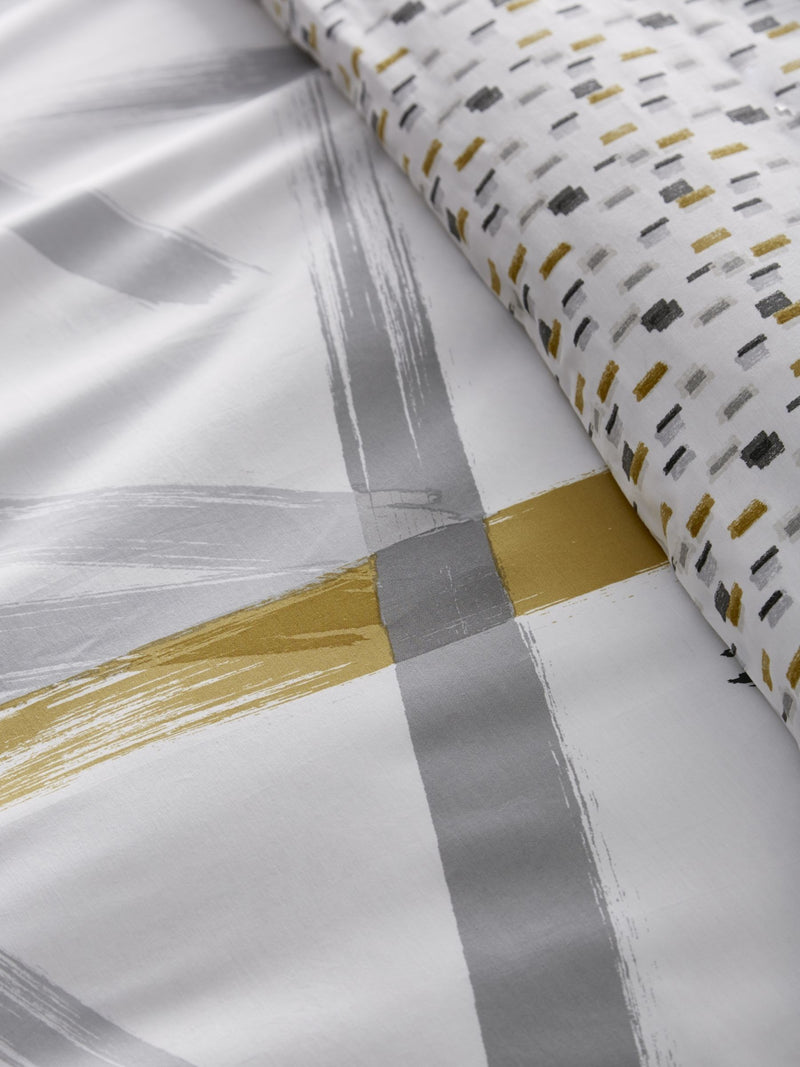 Appletree Grey Leda Geo Piped duvet cover and pillowcase set - British product