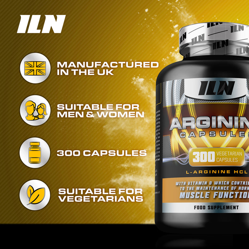 L Arginine capsules 2600mg with glutamine 300 capsules - British product