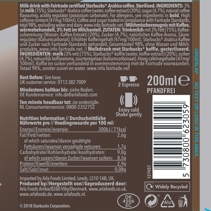 Starbucks Doubleshot Espresso Iced Coffee 12 x 200ml (British brand)