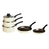 Argos Argos Home Aluminium Non Stick 5 Piece Pan Set - Cream- Buy online at McGrocer