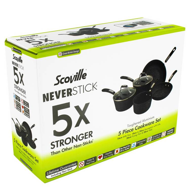 Scoville Neverstick 5 piece pan set, imported from the UK