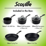 Scoville Neverstick 5 piece pan set, imported from the UK
