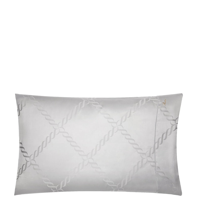 Pratesi chain motif bolster pillowcase 13x41cm, imported from the UK