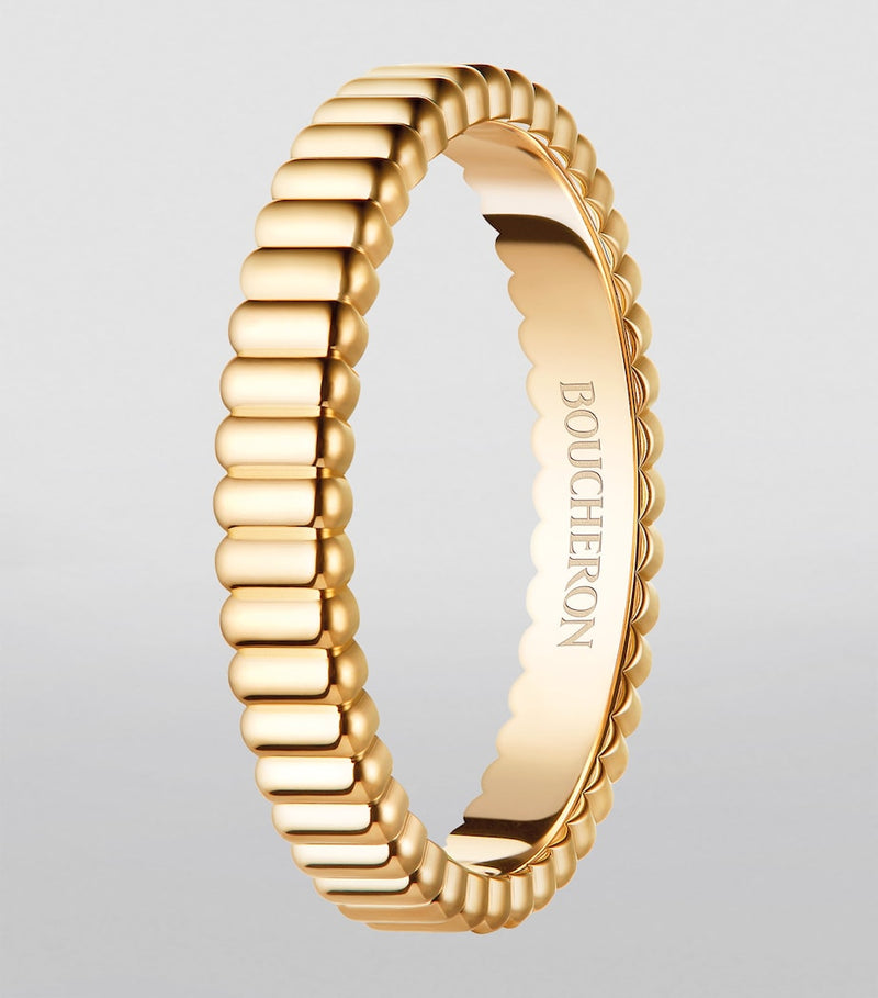 Boucheron yellow gold grosgrain wedding band, UK version