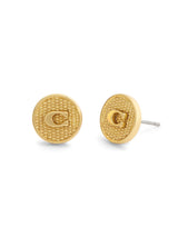 Next COACH Gold Signature C Textured Coin Stud Earrings- Buy online at McGrocer