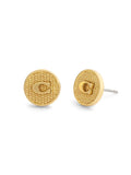 COACH gold textured coin stud earrings, imported from the UK