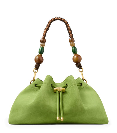 Harrods Jimmy Choo Medium Suede Cinch Beaded Bucket Bag- Buy online at McGrocer