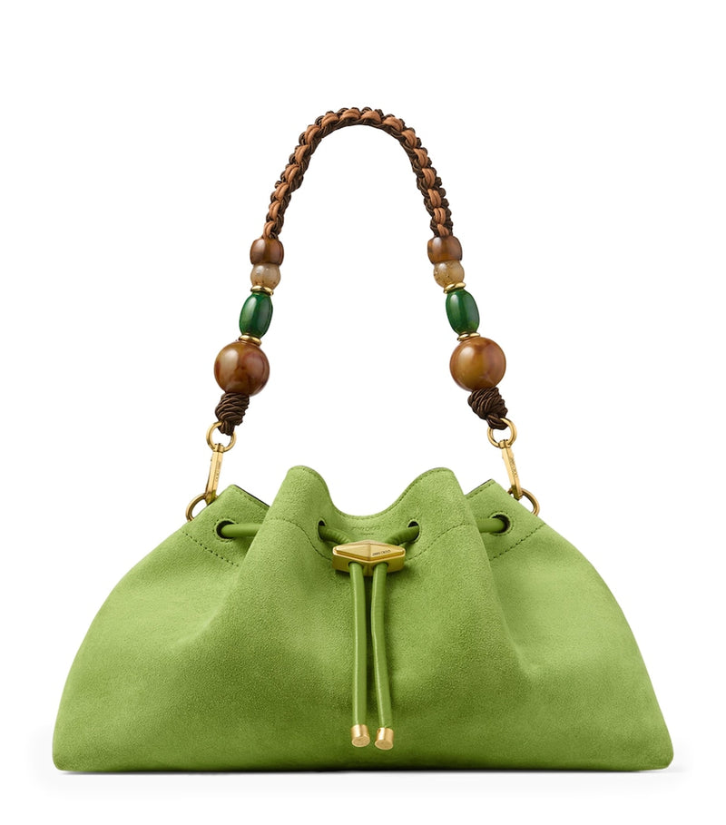 Jimmy Choo medium suede Cinch beaded bucket bag, UK version