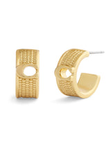 Next Coach Gold Signature C Textured Huggie Earrings- Buy online at McGrocer