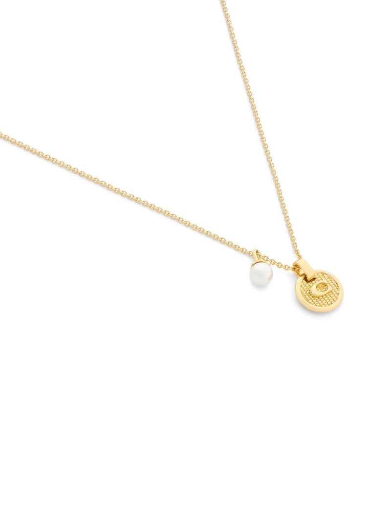 Coach gold signature C textured coin pendant necklace - British product