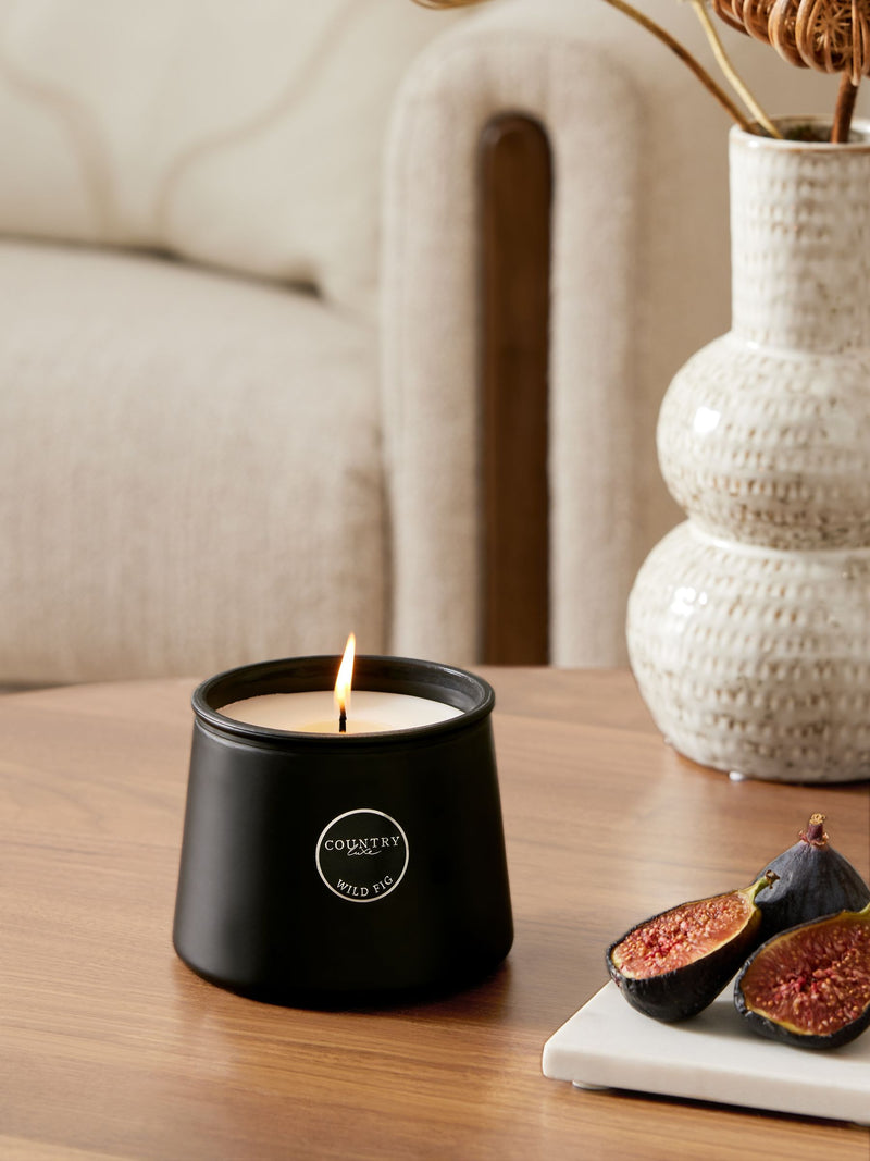 Country Luxe wild fig and cedar scented candle - British product