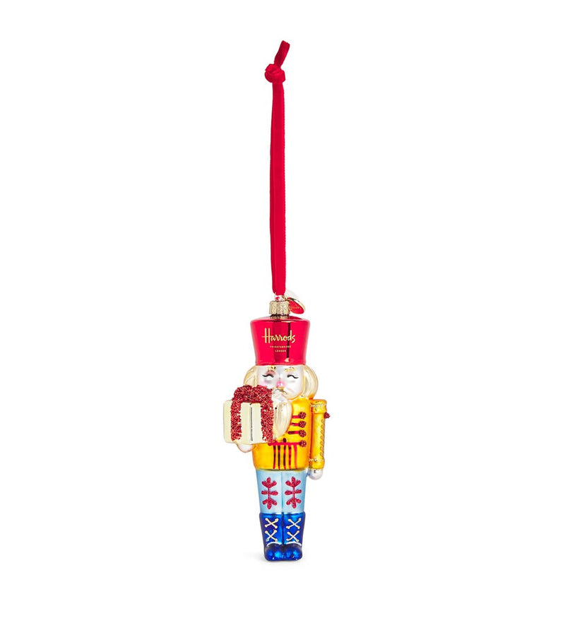Glass-Blown Nutcracker Tree Decoration with Hanging Loop, 16.5cm Height