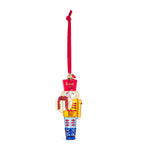Glass-Blown Nutcracker Tree Decoration with Hanging Loop, 16.5cm Height