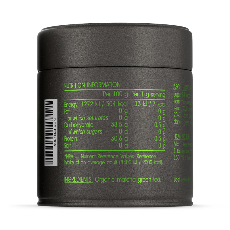 SuperSelf organic matcha green tea powder ceremonial grade 50g, imported from the UK