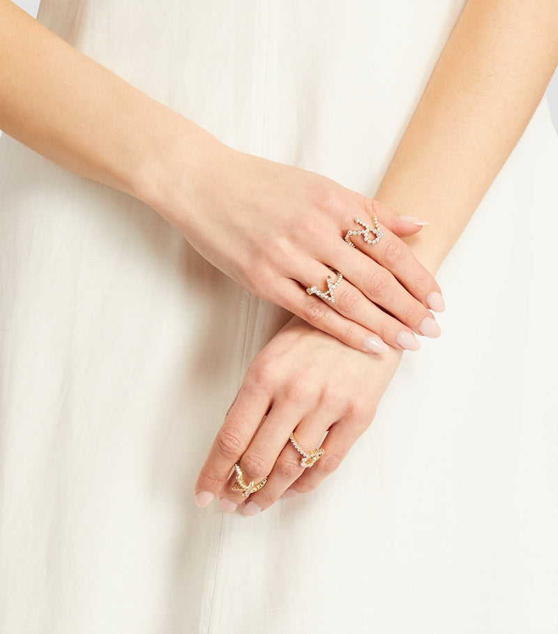 Sophie Bille Brahe yellow gold diamond Ensemble R ring - British product
