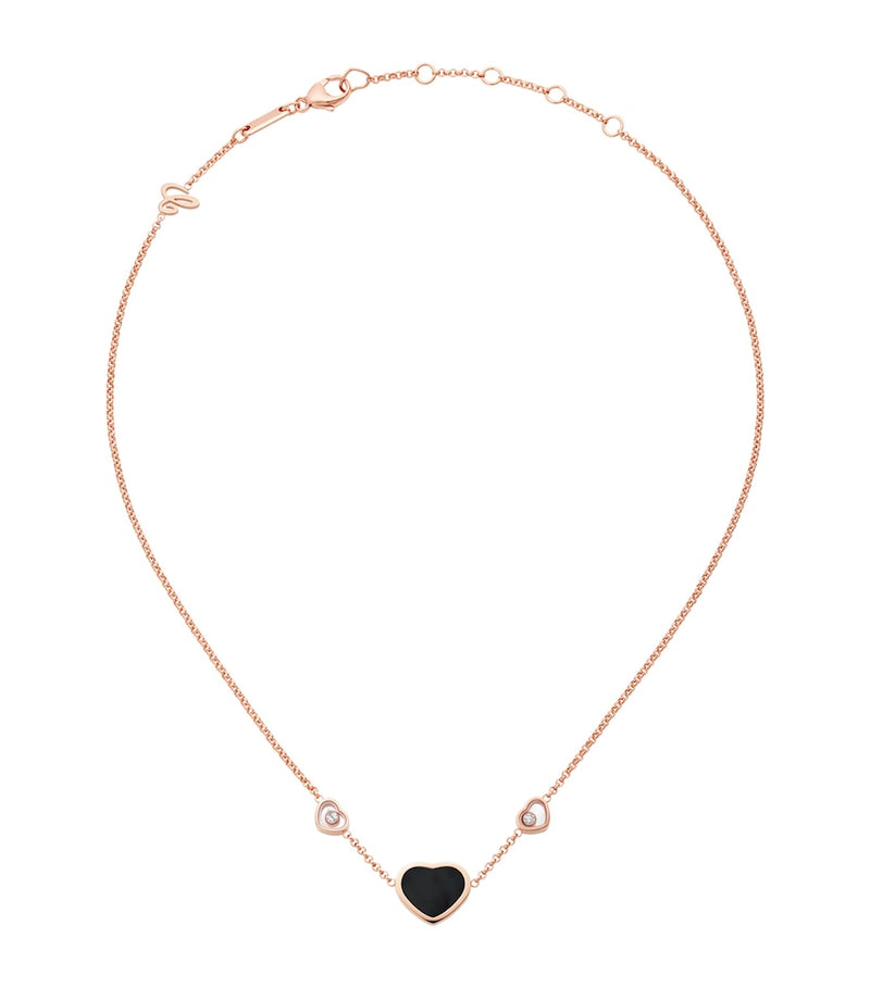 Chopard Happy Hearts pendant in rose gold with onyx and diamonds, UK version