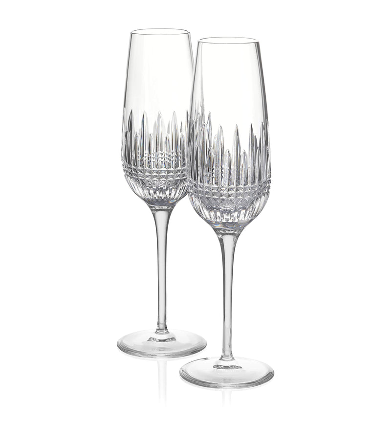 Waterford set of 2 diamond engraved champagne flutes 315ml (British brand)