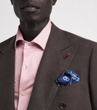 Isaia silk pocket square with coral logo 33cm - British product