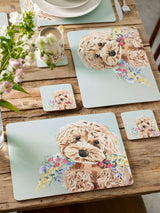 Next Charlie Cockapoo Sage Green Placemat and Coaster Set (Set of 4)- Buy online at McGrocer