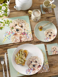 Sage Green Charlie Cockapoo placemat and coaster set Set of 4 (British brand)