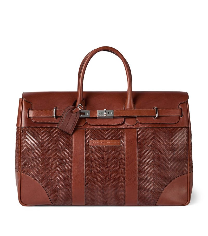 Brunello Cucinelli leather woven holdall - British product