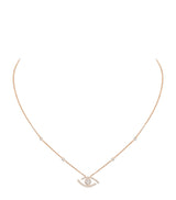 Harrods Messika Lucky Eye Pink Gold and Pavé White Diamond Necklace 0.29ct- Buy online at McGrocer