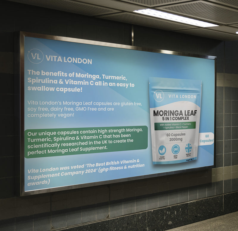 Vita London Moringa 5-in-1 Complex supplement 60 capsules, UK version