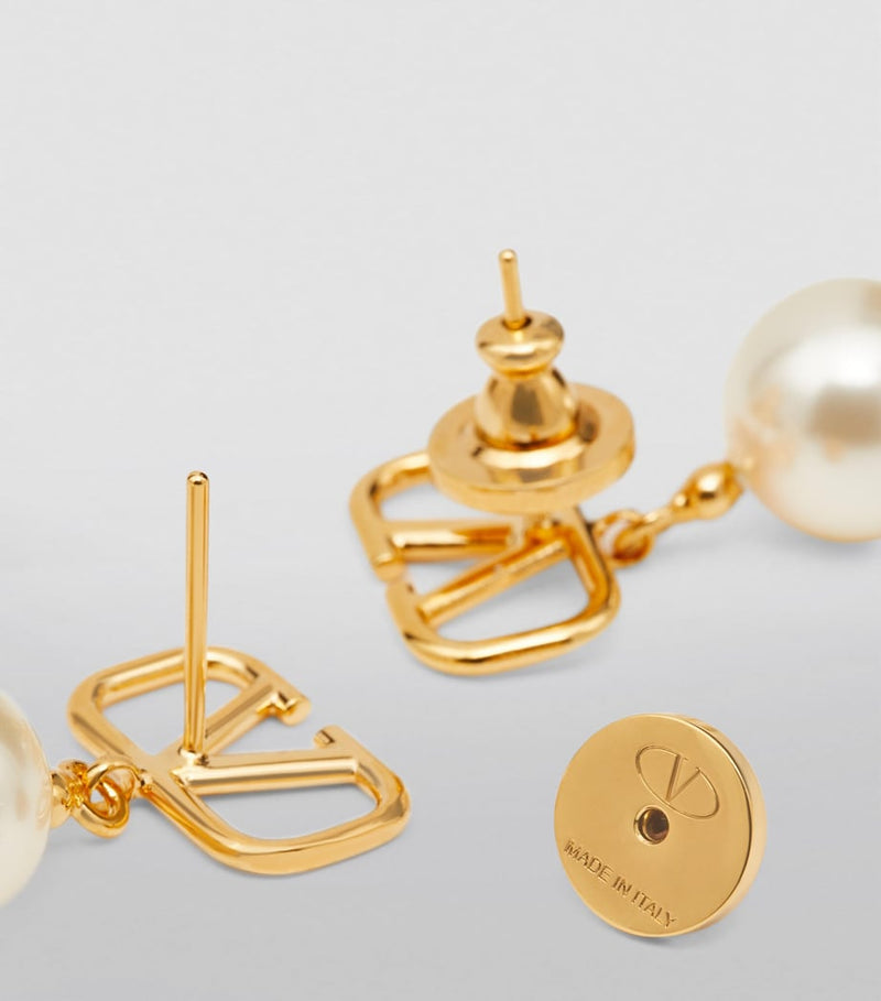 Valentino Garavani faux pearl VLogo earrings, imported from the UK