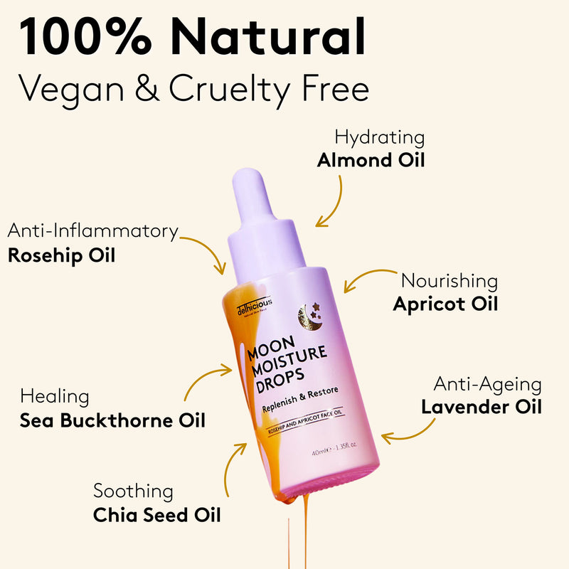 Delhicious Moon Moisture Drops brightening face oil (British brand)