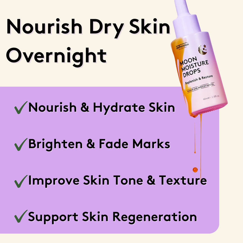 Delhicious Moon Moisture Drops brightening face oil (British brand)
