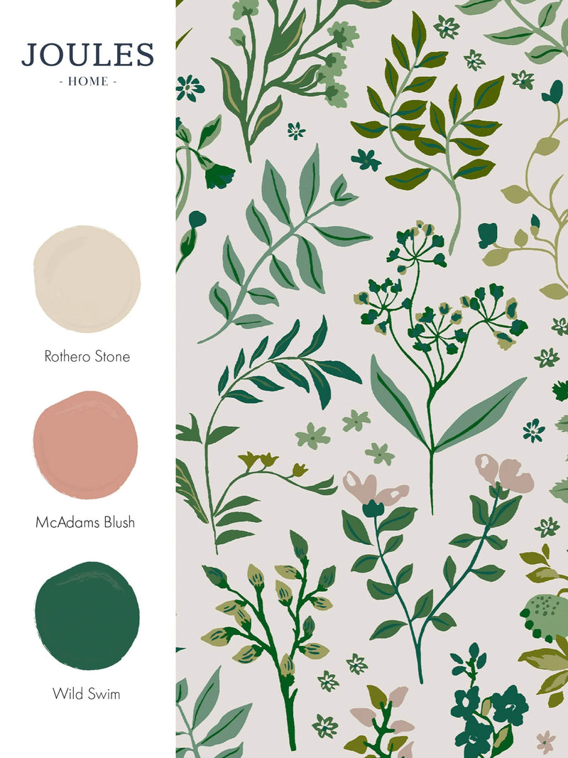 Joules cream floral wallpaper, imported from the UK