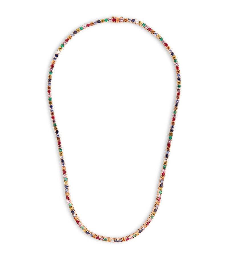Anita Ko Hepburn necklace rose gold diamond rainbow sapphire (British brand)