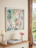 Green pink abstract floral framed wall art 60x60cm - British product