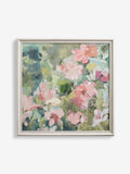 Green pink abstract floral framed wall art 60x60cm - British product