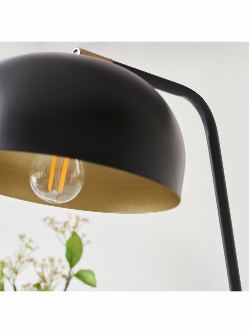 Gallery Home matt black and antique brass table lamp - British product