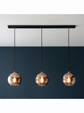Gallery Home Copper Bali pendant light mirrored glass shades, imported from the UK