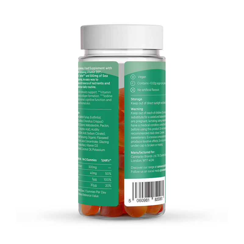 Cannaray Sea Moss Wellness 60 Apple Flavour Gummies 500mg