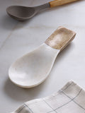 White marble and wood spoon rest - British product