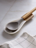 White marble and wood spoon rest - British product